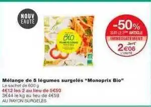 Monoprix Mélange De 5 Légumes Surgelés offre