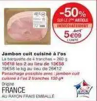 Monoprix Jambon Cuit Cuisiné à L'os offre