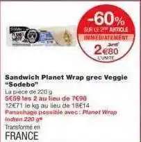 Monoprix Sandwich Planet Wrap Grec Veggie offre