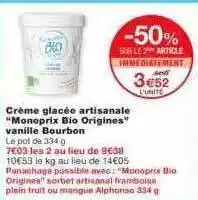 Monoprix Crème Glacée Artisanale offre