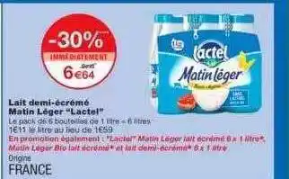 Monoprix Lait Demi-écrémé Matin Léger offre