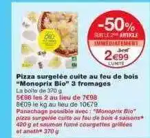 Monoprix Pizza Surgelée Cuite Au Feu De Bois offre