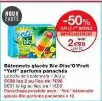 Monoprix Bâtonnets Glacés Bio Disc'o'fruit offre