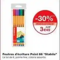 Monoprix Feutres D'écriture Point Bb offre