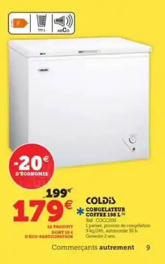 Super U Congélateur Coffre 198 L Coldis offre
