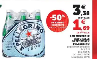 Super U Eau Minérale Naturelle Gazeuse San Pellegrino -50% De Remise Immédiate offre