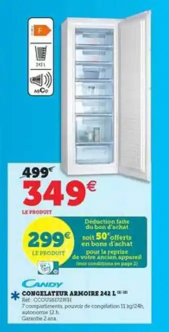 Super U Congélateur Armoire 342 L Candy offre