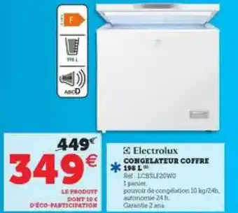 Super U Congélateur Coffre 198 L Electrolux offre