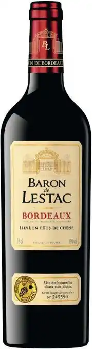 Spar BORDEAUX A.O.C. ROUGE MILLÉSIMÉ BARON de LESTAC offre