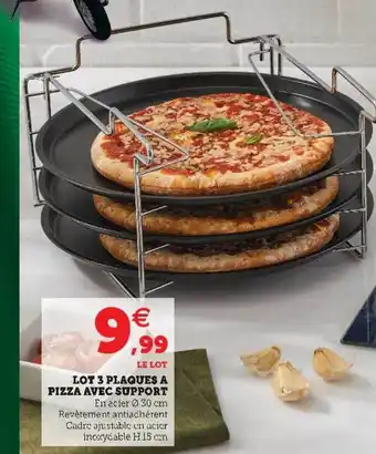 Super U Lot 3 Plaques à Pizza Avec Support offre