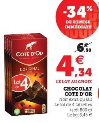 Super U Chocolat Côte D'or offre