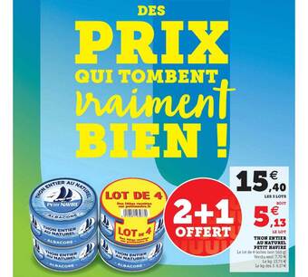 Super U Thon Entier Au Naturel Petit Navire offre