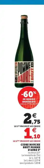Super U Cidre Bouche Brut Pomme D'aure 5° offre