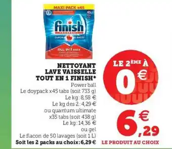 Super U Nettoyant Lave Vaisselle Tout En 1 Finish offre
