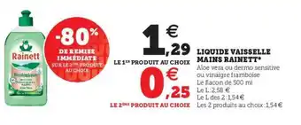 Super U Liquide Vaisselle Mains Rainett offre