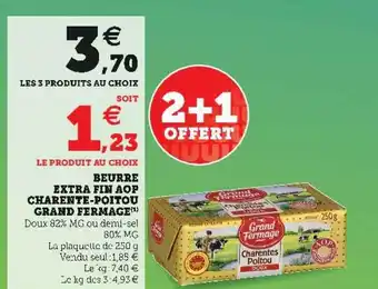 Super U Beurre Extra Fin Aop Charente-poitou Grand Fermage offre