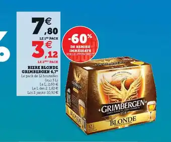 Super U Bière Blonde Grimbergen 6,7° offre