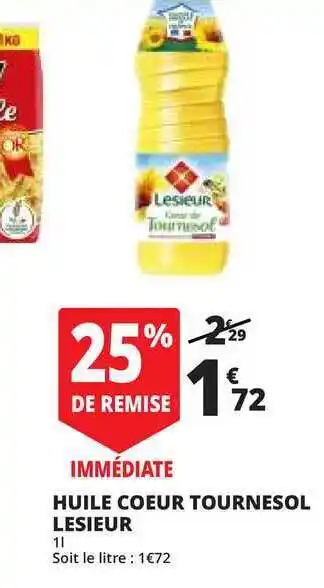 Auchan Direct Huile Cœur Tournesol Lesieur offre