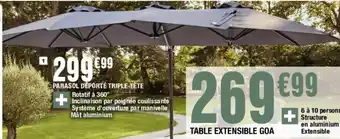 La Foir'Fouille Parasol Déporté Triple-Tête offre