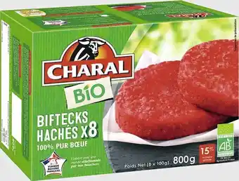 Spar CHARAL BIFTECKS HACHÉS x8 PUR BOEUF BIO 15% M.G. SURGELÉS 800g offre