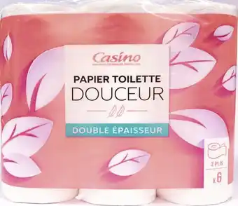 Spar CASINO PAPIER TOILETTE DOUCEUR DOUBLE ÉPAISSEUR BLANC 2 PLIS x 6 offre