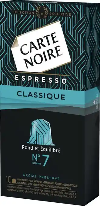 Spar CAPSULES CARTE NOIRE CAFÉ ESPRESSO CLASSIQUE N°7 offre
