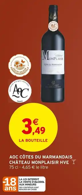 Intermarché Château monplaisir aoc côtes du marmandais hve offre