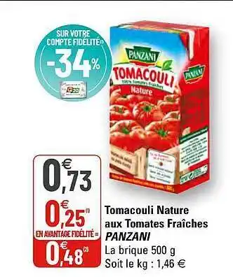 G20 Tomacouli Nature Aux Tomates Fraîches Panzani offre