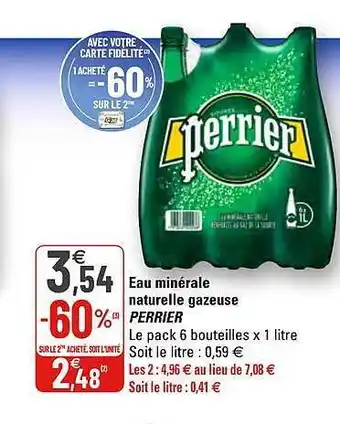 G20 Eau Minérale Naturelle Gazeuse Perrier offre
