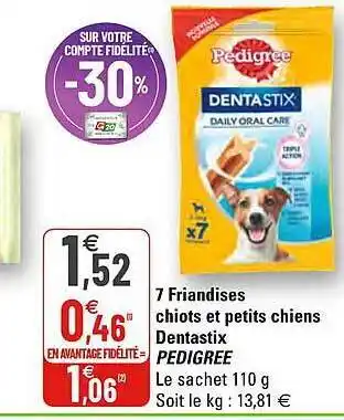 G20 7 Friandises Chiots Et Petits Chiens Dentastix Pedigree offre