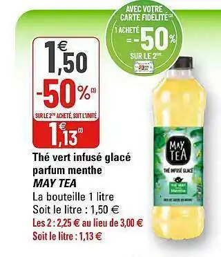 G20 Thé Vert Infusé Glacé Parfum Menthe May Tea offre