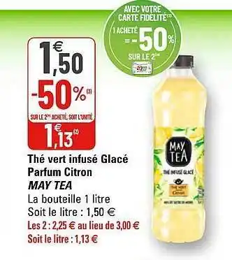 G20 Thé Vert Infusé Glacé Parfum Citron May Tea offre