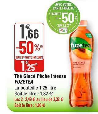 G20 Thé Glacé Pêche Intense Fuzetea offre