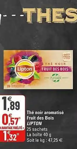 G20 Thé Noir Aromatisé Fruit Des Bois Lipton offre