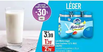 G20 Lait Matin Léger Sans Lactose 1,2% M.g. Lactel offre