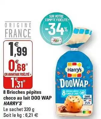 G20 8 Brioches Pépites Choco Au Lait Doo Wap Harry's offre