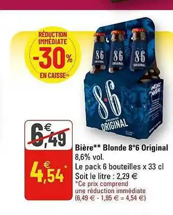 G20 Bière Blonde 8.6 Original offre