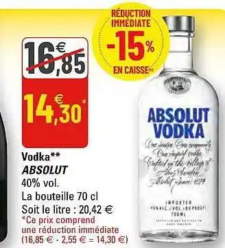 G20 Vodka Absolut offre