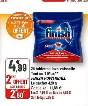 G20 24 Tablettes Lave-vaisselle Tout En 1 Max Finish Powerball offre