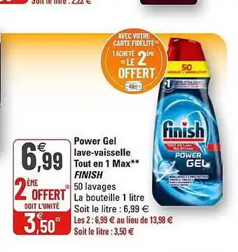 G20 Power Gel Lave-vaisselle Tout En 1 Max Finish offre