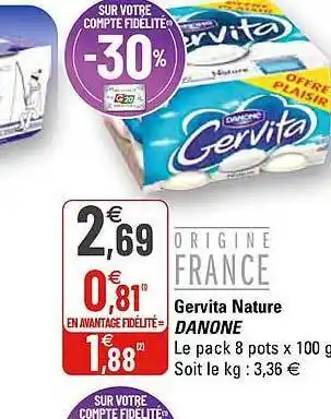 G20 Gervita Nature Danone offre