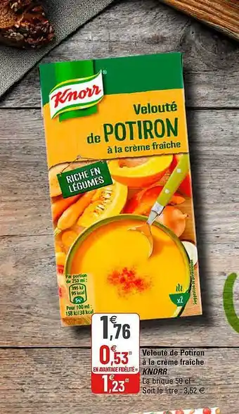 G20 Velouté De Potiron à La Crème Fraîche Knorr offre