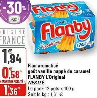 G20 Flan Aromatisé Goût Vanille Nappé De Caramel Flanby L'original Nestlé offre
