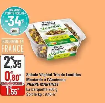 G20 Salade Végétal Trio De Lentilles Moutarde à L'ancienne Pierre Martinet offre