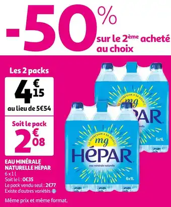 Auchan Hépar eau minérale naturelle offre