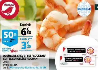 Auchan Auchan queues de crevettes "cocktail" cuites surgelées offre