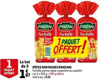 Auchan Panzani pâtes fantaisies offre