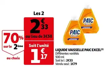 Auchan Paic liquide vaisselle excel offre