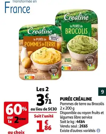Auchan Créaline purée créaline offre