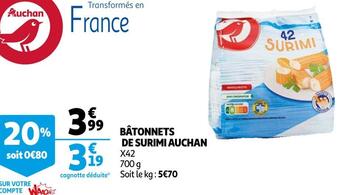 Auchan Auchan bâtonnets de surimi offre